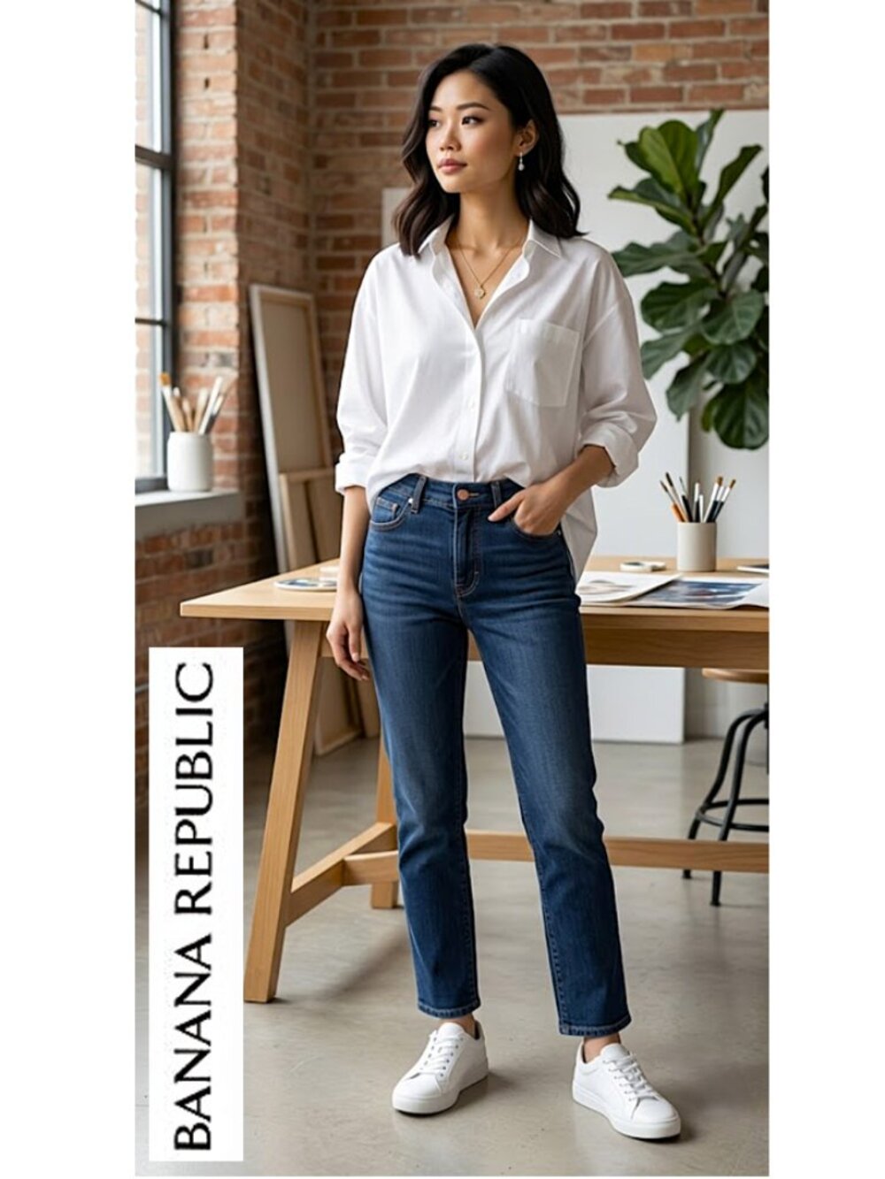 BANANA REPUBLIC - Dark wash classic straight fit blue jeans